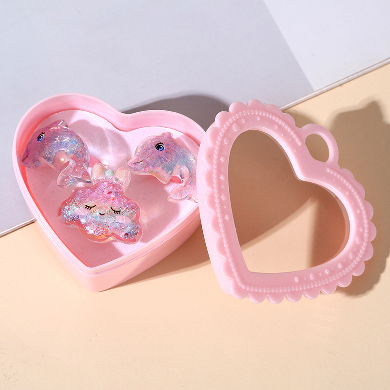 Venta directa de fábrica Anillo de resina para niños coreanos Princesa de dibujos animados Jardín de infantes Joyas para niñas Caja de regalo Regalo de cumpleaños