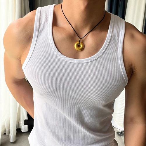 American-style weighted ribbed tight training sports muscle-displaying fitness base jacket for men sleeveless summer