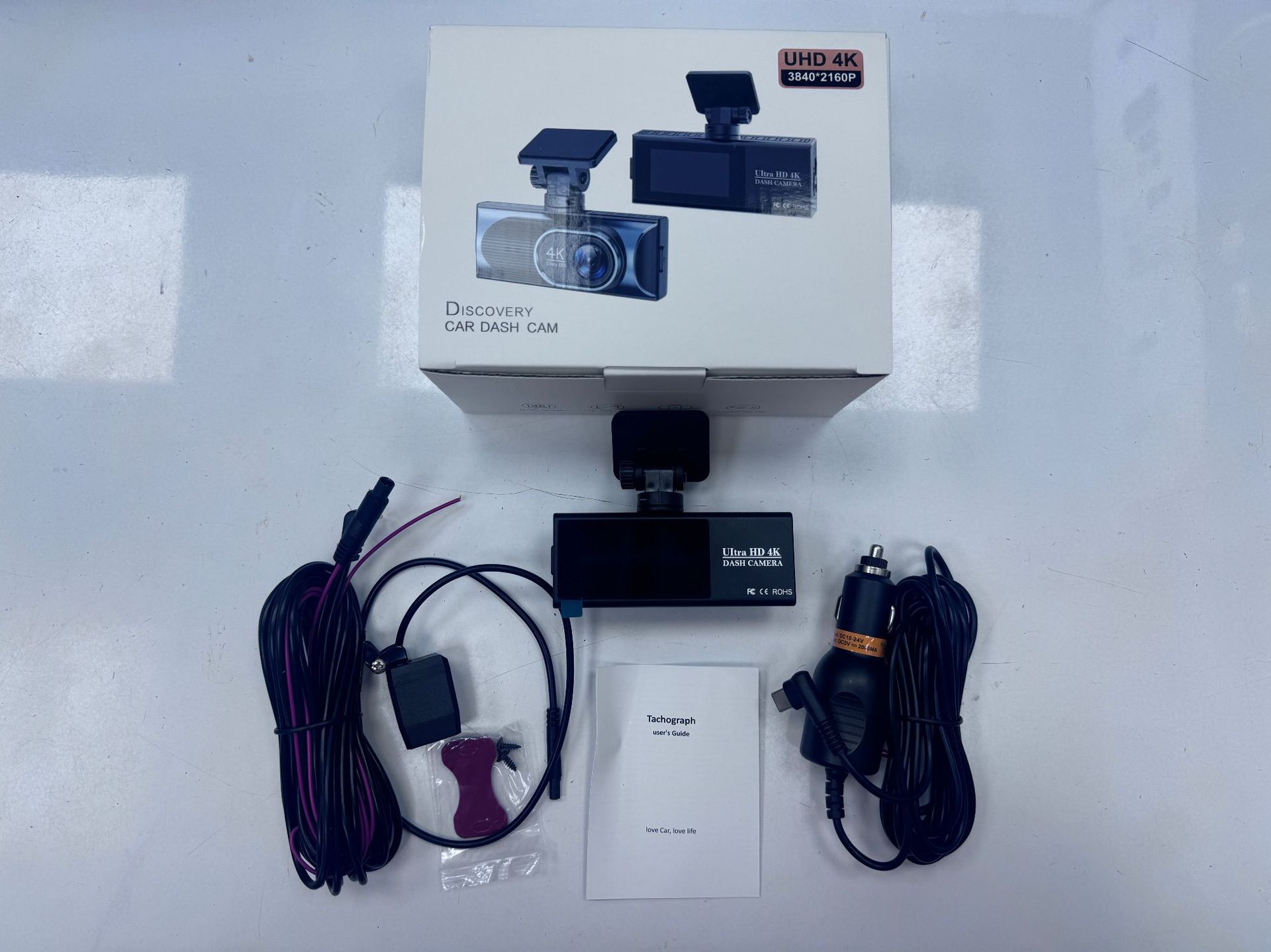 Cross-Border New Model Dash Cam with High-Definition 4K Front and Rear Dual Recording, Mobile Phone Wf Connectivity, Gps Driving Trajectory, In-Car Dvr