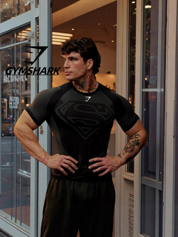 GYMSHARK健身T恤超人联名紧身衣男士训练运动骑行上衣速干高弹T恤|undefined