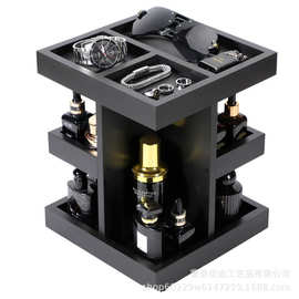 现货木质香水架化妆台饰品收纳架实木多层厨房调料架可旋转精油架