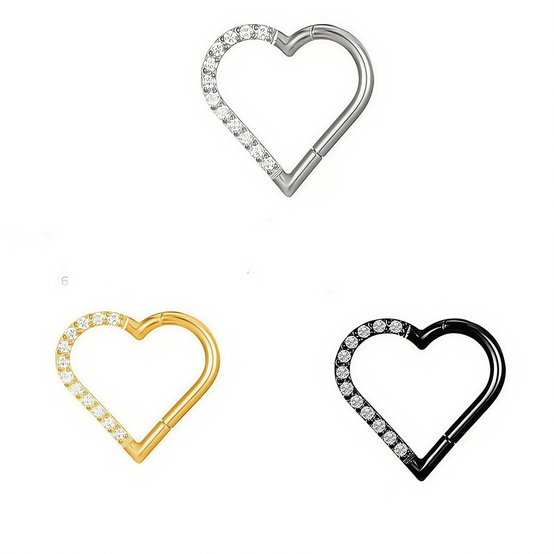 G23 Titanium Heart-Shaped Zircon Inlaid Closed Ring Earrings Nose Ring Body Piercing Jewelry detail image 8