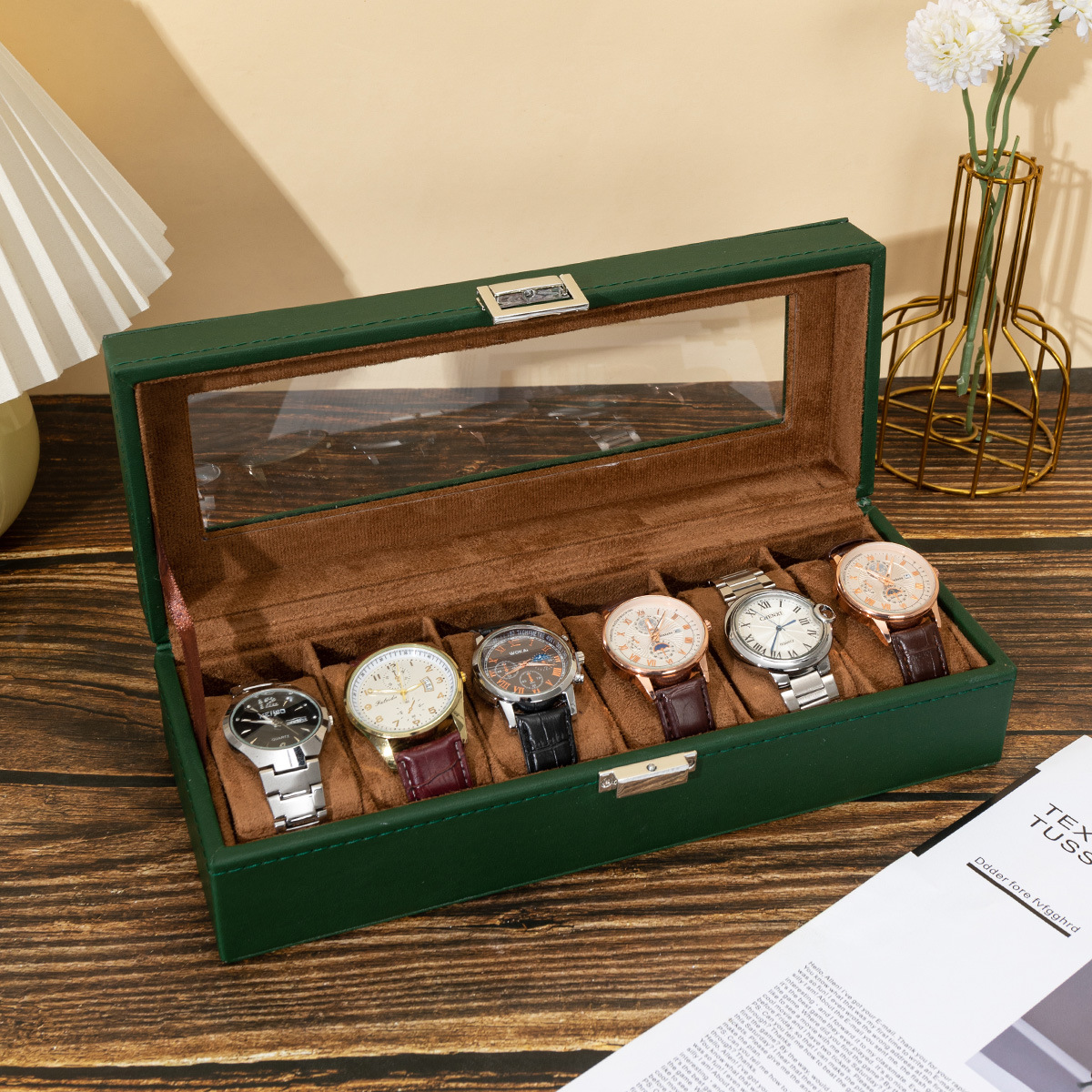 Caja de exhibición universal de cuero PU para relojes, embalaje portátil de alta gama para almacenamiento de múltiples relojes, ideal para dropshipping transfronterizo.