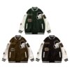 Guochao American style Retro vintage Embroidery mlb coat Autumn High Street Hip hop Easy ins Jacket