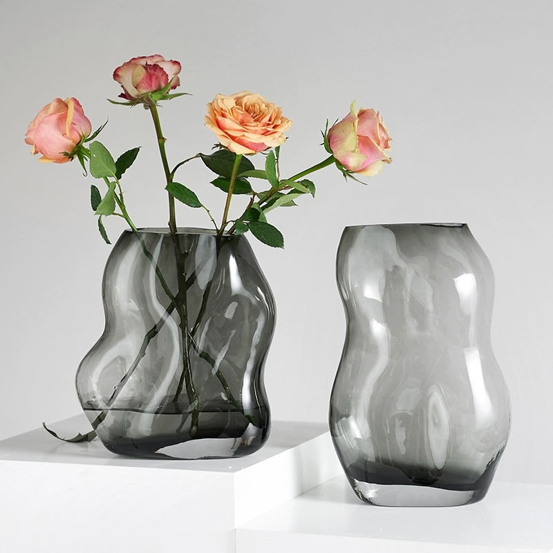 Moderno simple jarrón de vidrio transparente Luz de lujo sala de estar mesa de comedor arreglo floral decoración hidropónico decoración de flores artesanías