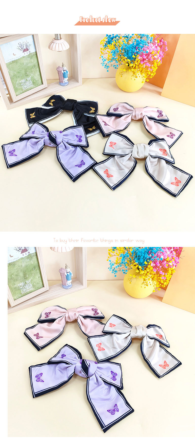 Korea New Bow Hairpin Printing Big Butterfly Sweet Spring Clip display picture 2