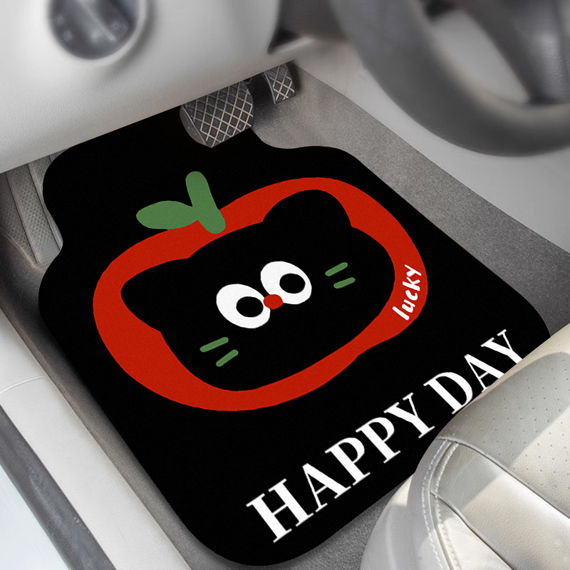Cartoon Cute Car Floor Mats, Water-Absorbent and Easy to Care For, Diatomaceous Earth Foot Mats, Universal, Stain-Resistant, and Can Be Cut to Fit the Interior of the Car