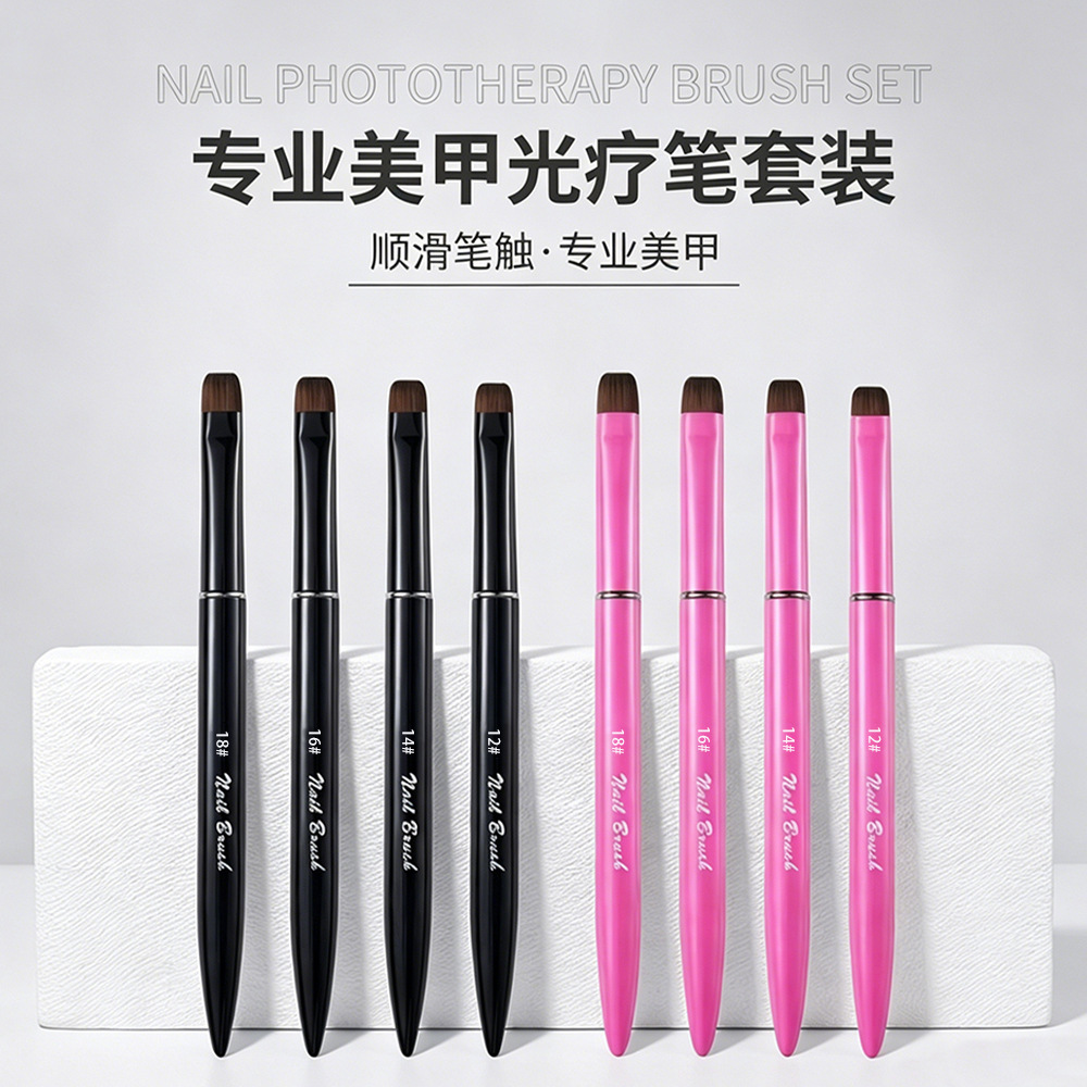 Cross-Border Hot-Selling Small Round-Head Nail Art Pen with Metal Handle, Large Round Nail Art Pen, French-Style Phototherapy Nail Art Pen Tools Wholesale