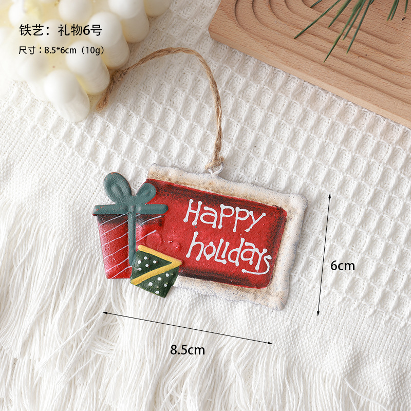 Navidad nórdica calcetines colgantes de hierro forjado hombre de nieve viejo colgantes de hierro forjado casa bolsa de regalo decoración del árbol de Navidad colgantes