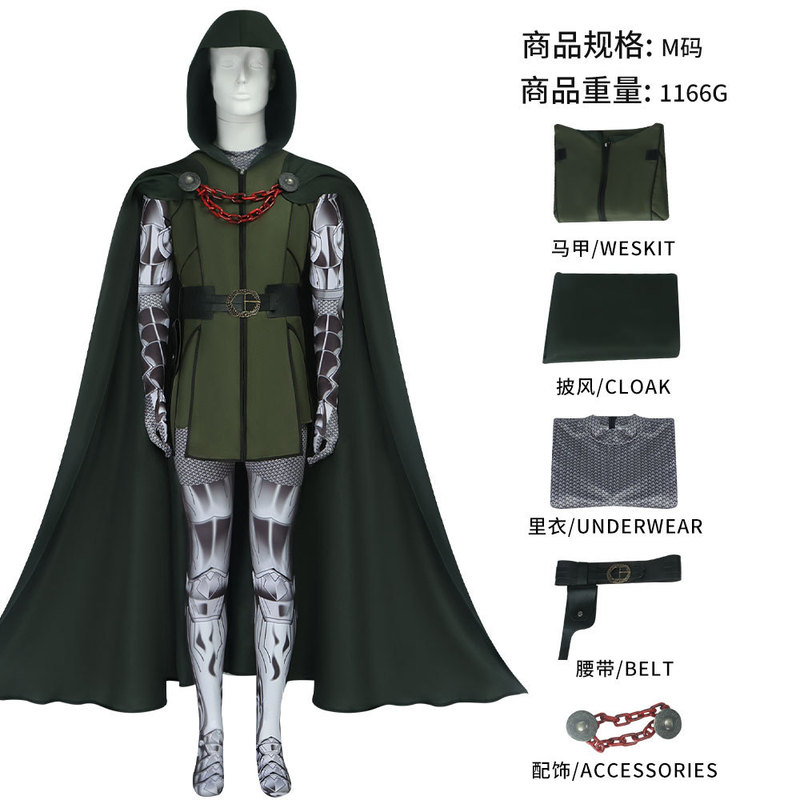 ドクターデストロイヤー cos 服ハロウィンジャンプスーツマントスーツコスプレスーツファンタスティックフォー衣装|undefined