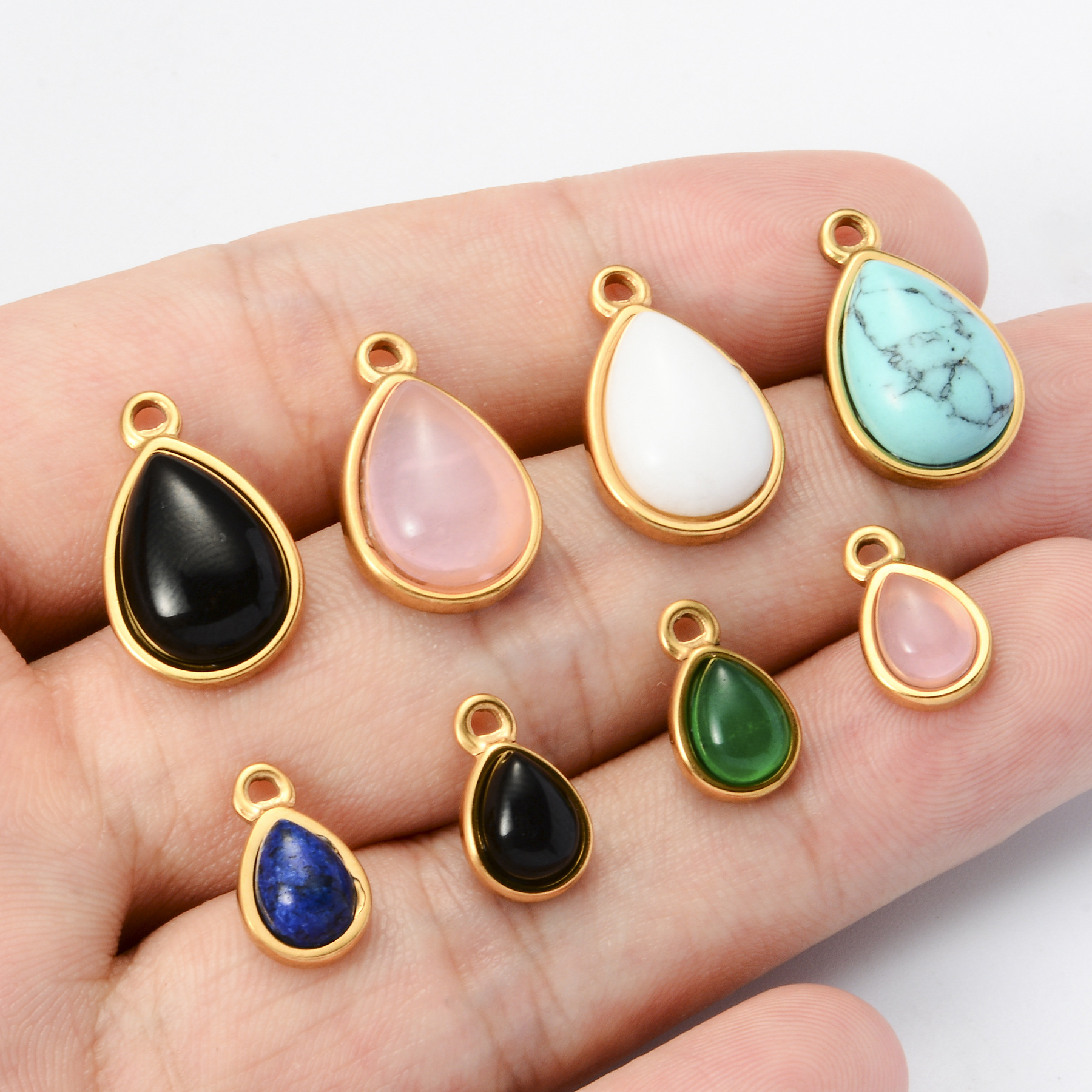 Pendant Jewelry Making Type 1 Piece 12 * 19mm 8*13mm 304 Stainless Steel Natural Stone Geometric Pendant