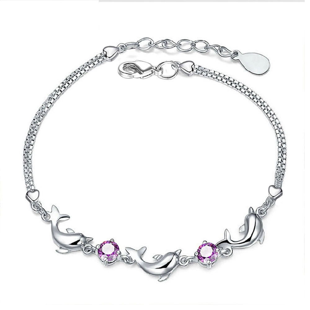 Jewelry, серебряный браслет с аметистом, цепочка для друга, подарок на день рождения