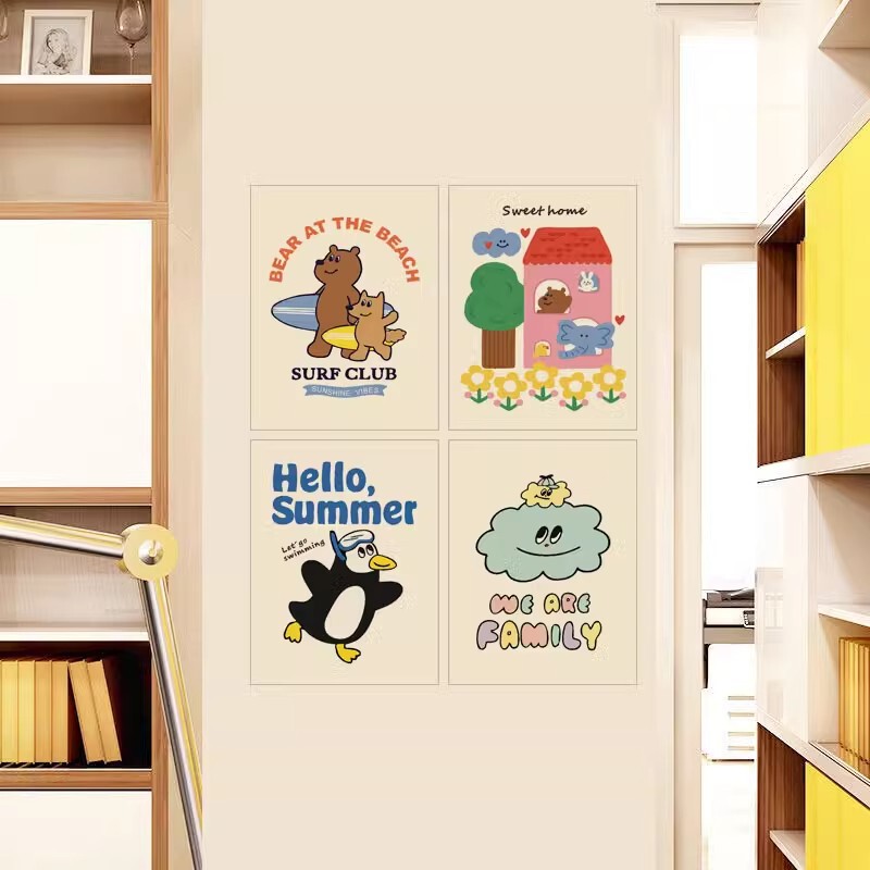 Ins style bathroom living room bedroom children's room layout decoration stickers photo background poster waterproof beautification wall stickers