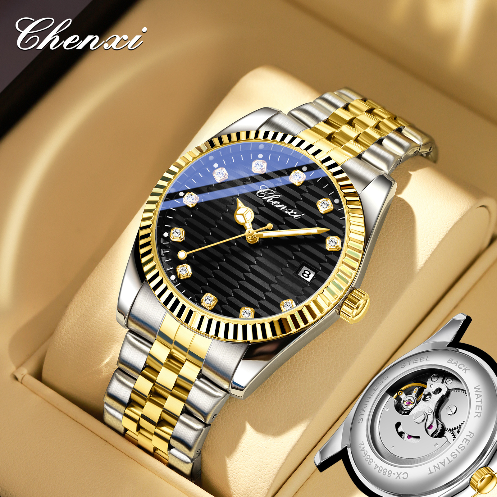 Chenxi Fully Automatic Mechanical Watch Men's Watch Steel Belt Men's Fashion Manufacturer Watch Supply Mechanical Watch Hot Model