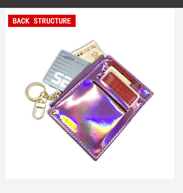 Korean Fashion Style New Laser Card Holder Double-sided Card Slot Zipper Coin Purse display picture 7