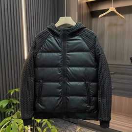 冬季拼接连帽韩版棉服男士短款纯色休闲上衣情侣潮牌修身外套百搭