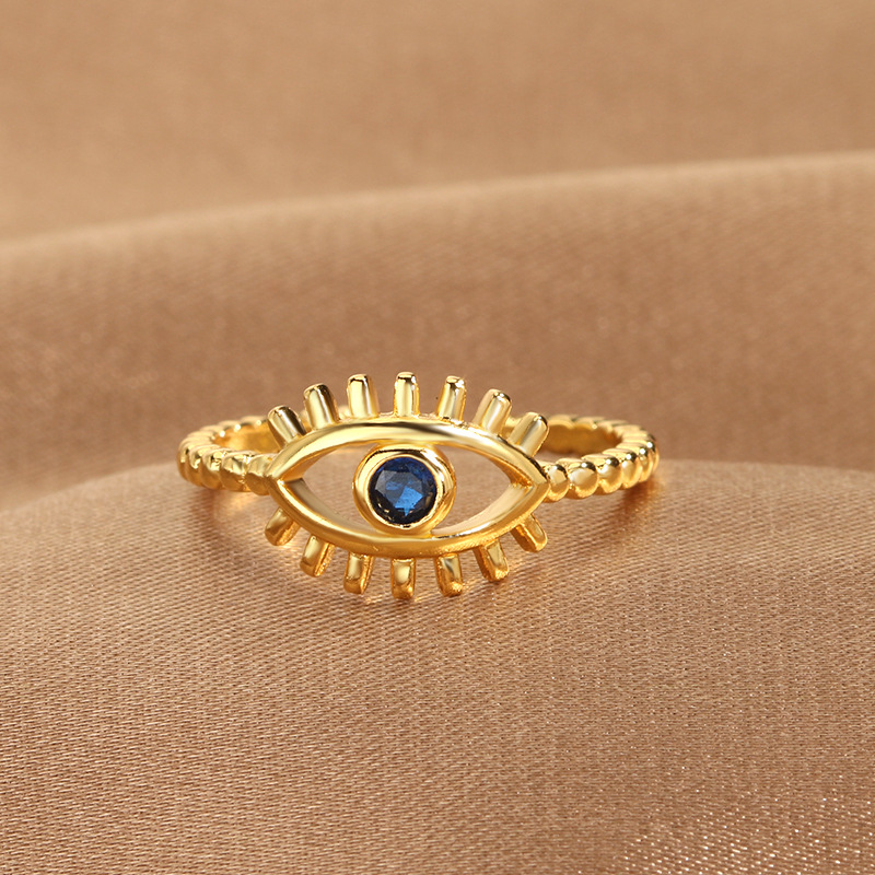 Open Ring Classification Adjustable Ring Size Retro Streetwear Devil's Eye Copper Zircon Open Ring In Bulk