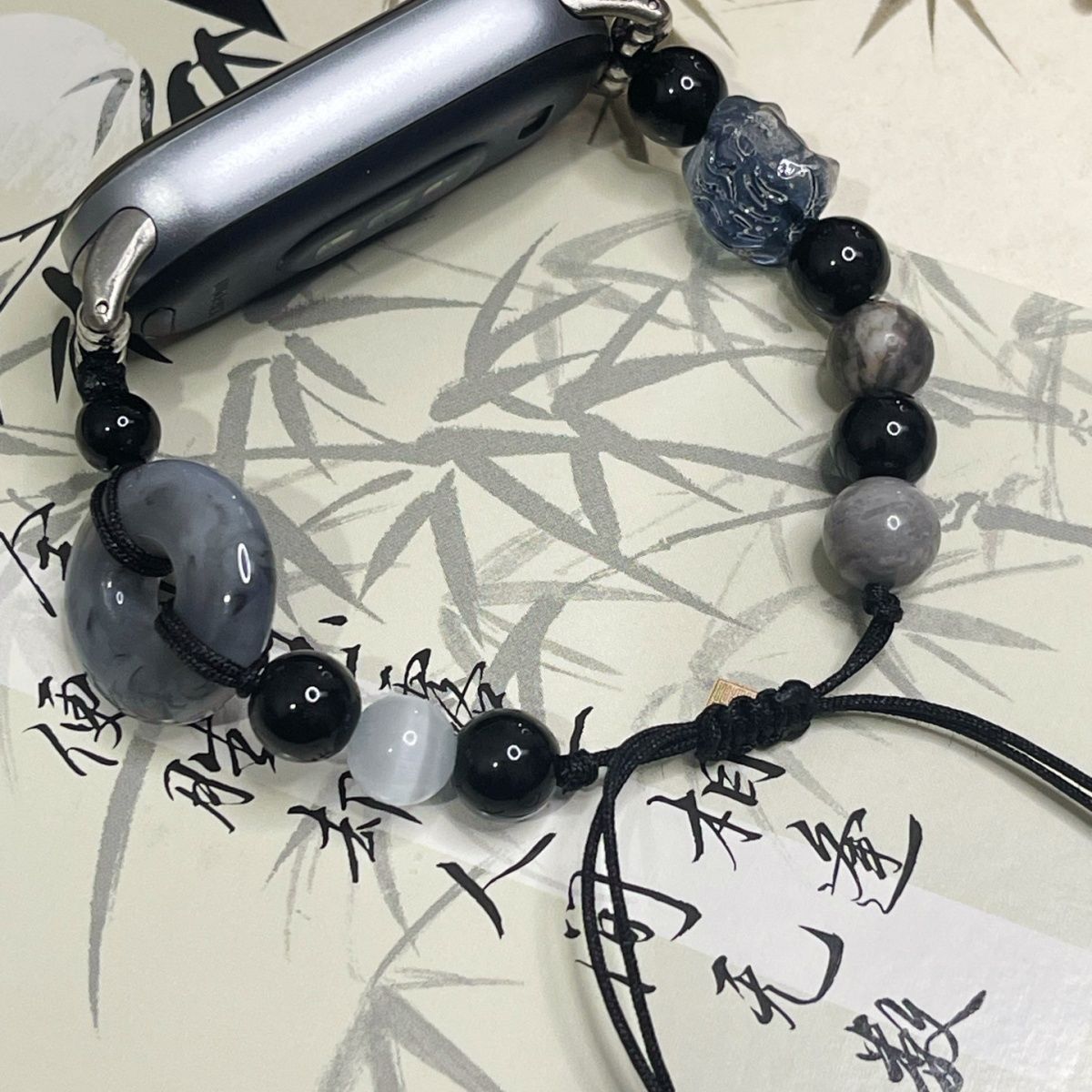 Suitable for Huawei Bracelet 9 Safety Buckle Strap 9Pro New Chinoiserie Xiaomi 9 Strap Black and White Antique Bracelet Nfc