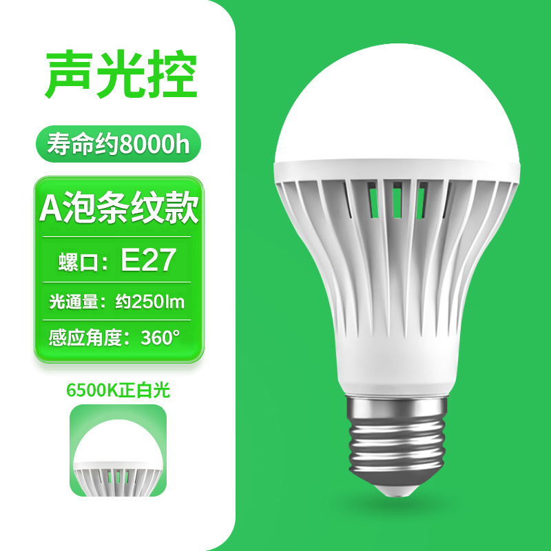 Bombilla de inducción LED de sonido y control de luz bombilla de inducción Cuerpo Humano infrarrojo bombilla inteligente corredor luz radar luz LED