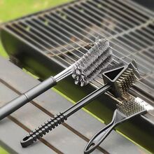户外烧烤网BBQ钢丝清洁刷家用烤具钢丝清洁工具塑料手柄 烤具配件