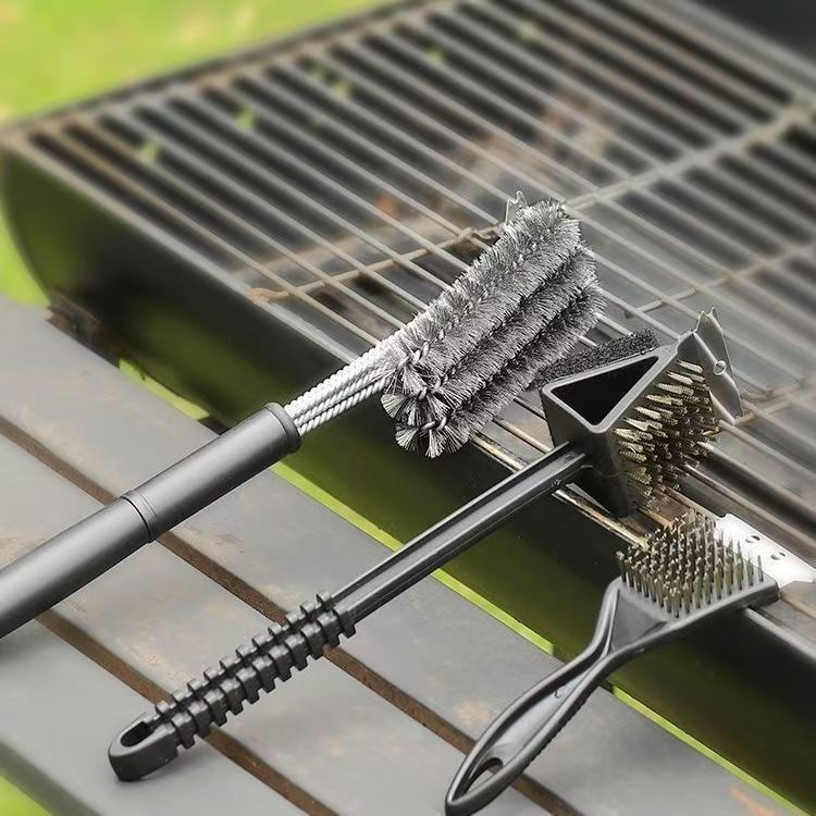 户外烧烤网BBQ钢丝清洁刷家用烤具钢丝清洁工具塑料手柄 烤具配件