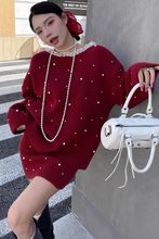 UNMUN新年过年战袍圣诞红色毛衣套装裙女秋冬新款小香风针织短裙