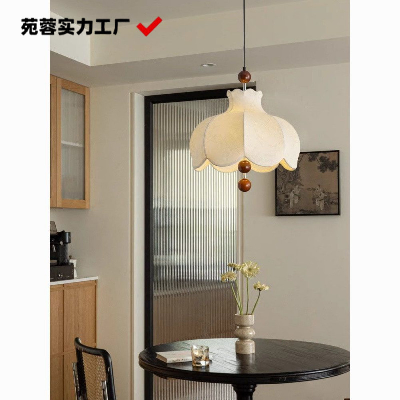 法式中古吊灯复古卧室房间灯设计师吧台餐厅书房布艺灯具创意个性