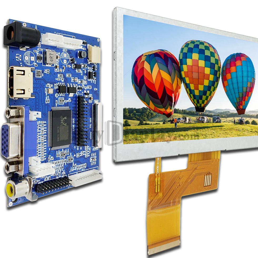 4.3寸高亮度IPS全视角彩屏配VGA、HDMI驱动板,选配USB接口触摸屏