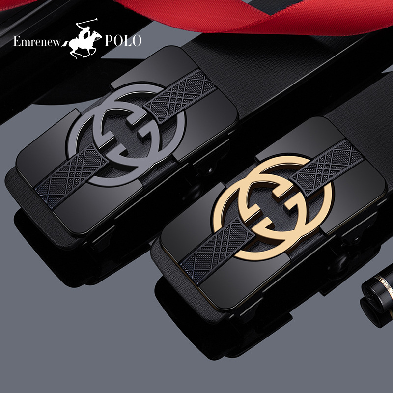 Anpripaul bienes genuinos Cinturón de cuero genuino de los hombres Cinturón de piel de vaca pura hebilla automática joven tendencia de negocios de mediana edad