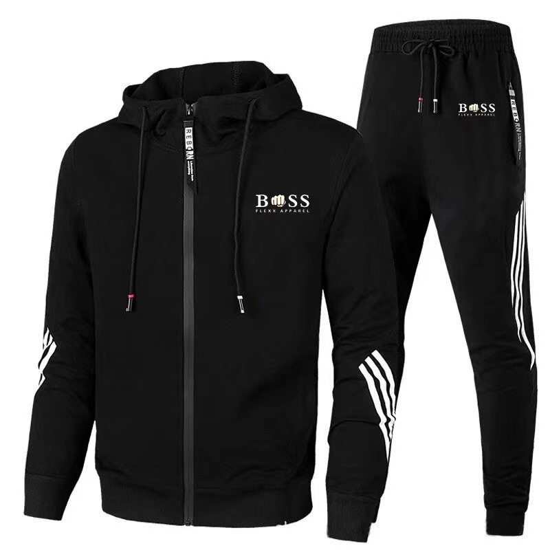 Cross-Border Set Amazon Spring and Autumn Men's Sports Casual Sweatshirt Hooded Pants Zipper Jacket Two-Piece Set Cross-Border Set Amazon Spring and Autumn Men's Sports Casual Sweatshirt Hooded Pants Zipper Jacket Two-Piece Set