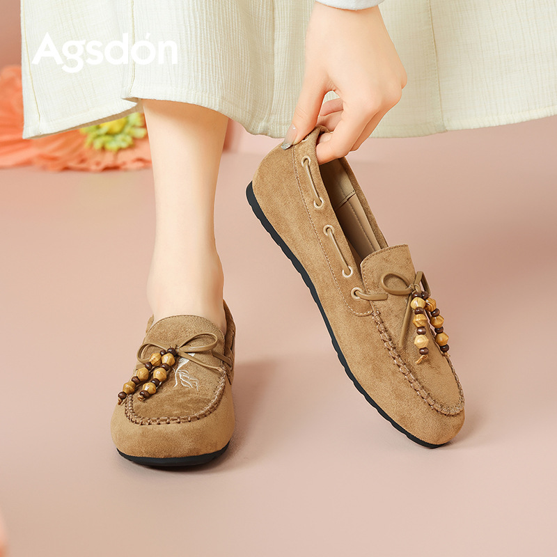 Augu Shi Deng Bean Lefour zapatos para mujeres 2025 otoño nuevo retro embarazadas zapatos casuales Birken un pie