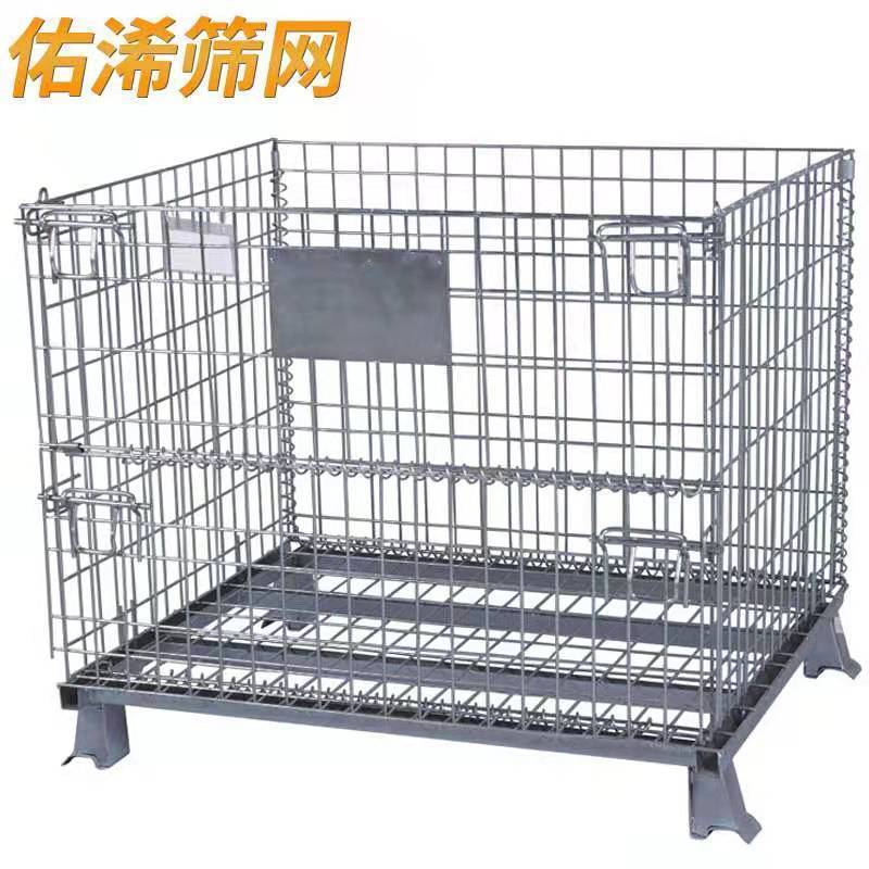 快递笼车折叠网笼叠高笼可折叠周转箱可移动收纳筐带轮快递专用筐