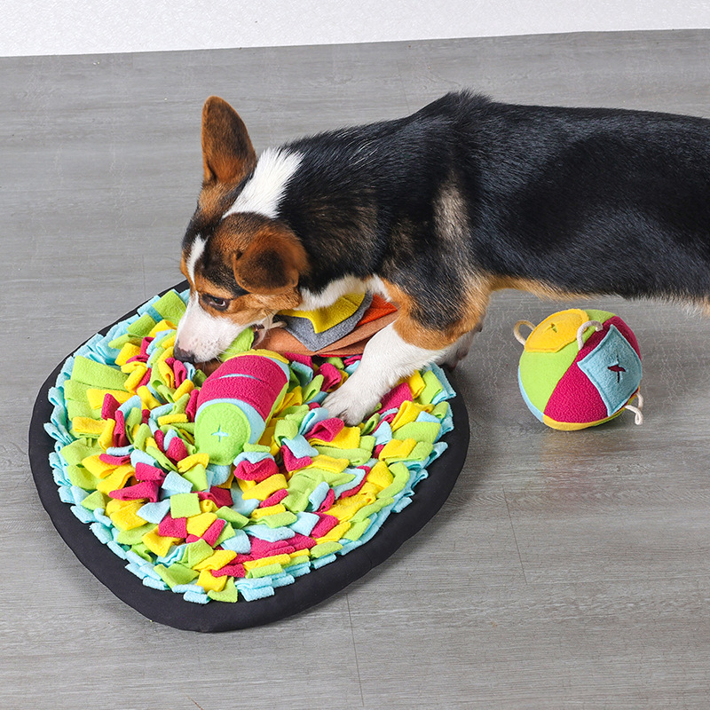 Interaktive Schnüffelmatte für Haustiere, Cartoon-Hundespielzeug, pädagogisches Futterversteck-Trainingsspielzeug, siebenfarbige Augenmatte, Stressabbau-Zubehör_voghion.com