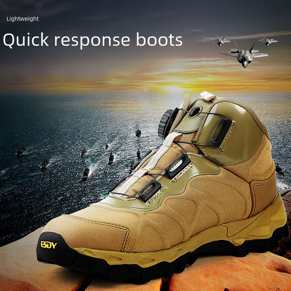 ESDY outdoor lightweight quick reaction boots hiking shoes knob automatic buckle lace tactical boots