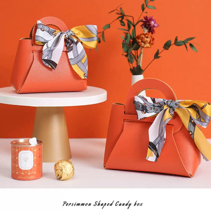 皮质喜糖盒批发ins风喜糖盒包装盒皮革糖袋子结婚礼盒高级感提手