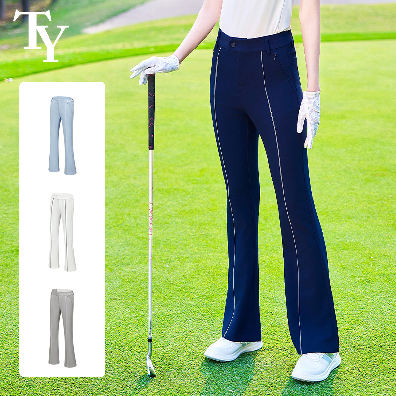 2026 New Women's Golf Summer Mid-Waist Flowy Casual Pants Slimming Flare Pants Relaxed Style Pants