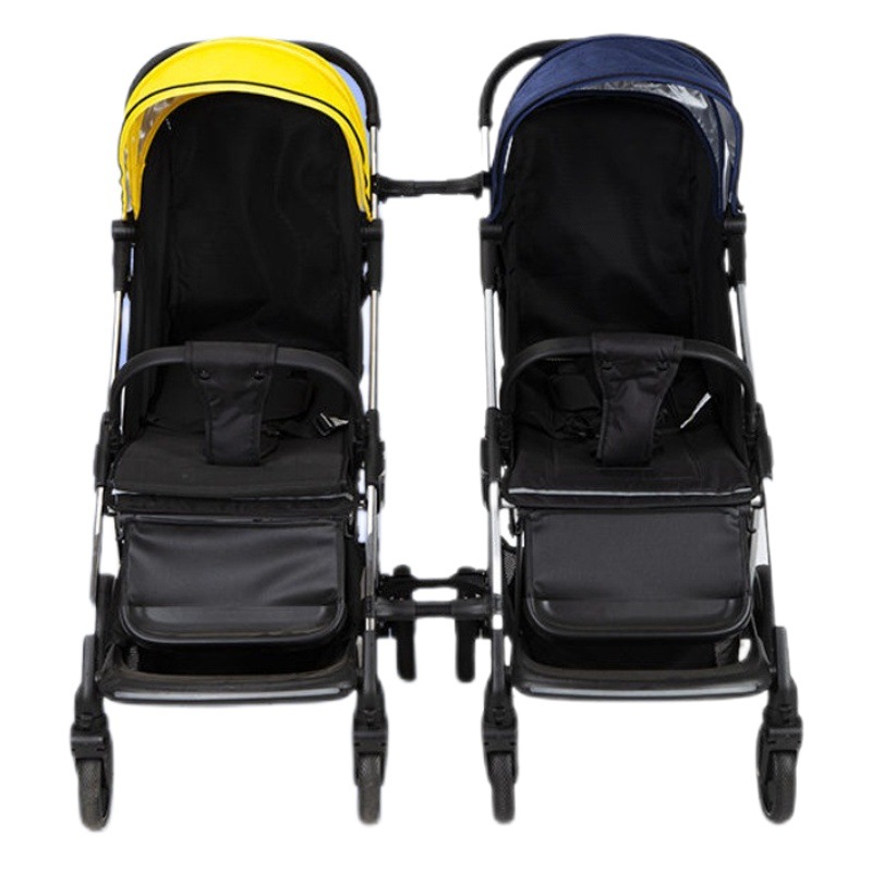 Cochecito doble para bebés, cochecito de vista alta, carrito de bebé ligero con conector