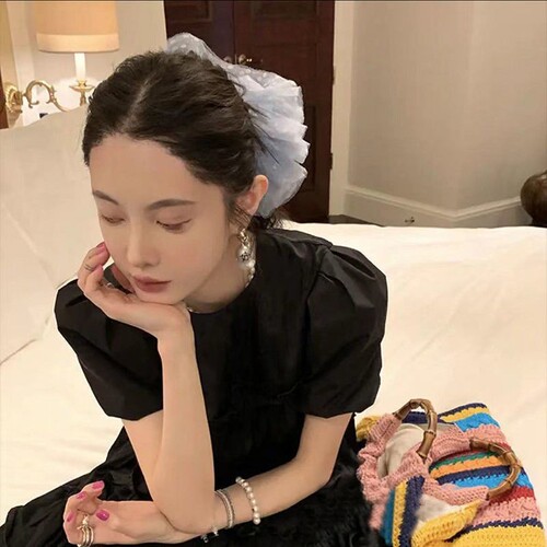 mona hair ring mesh polka dot hair rope oversized lace rubber band head flower net celebrity bath flower ball tied hair headband small size