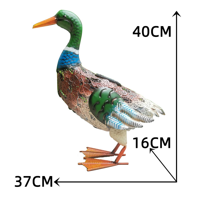 金属の色絵の外国貿易の輸出の庭の家の装飾の屋外の鉄の芸の動物の装飾の置物のアヒルの形の太陽の明かり|undefined