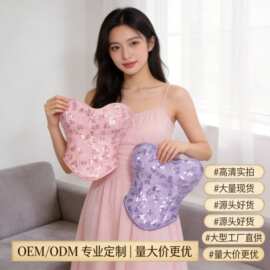 欧美小众性感塑身衣新款粉色带小圈亮片女士抹胸托胸束腰塑身上衣