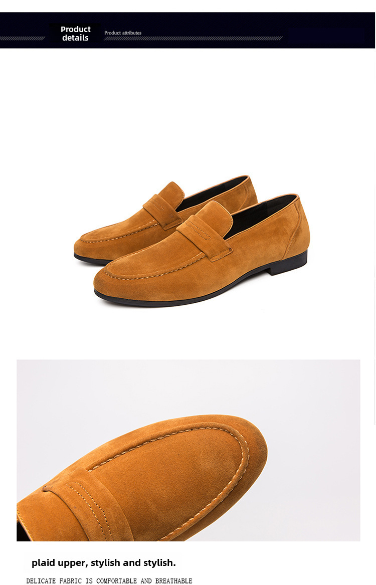 Large Size Men's Lazy Leather Shoes British Style Casual Daily Loafers Simple Suede Slip-on Fashionable Shoes_vogvips.com