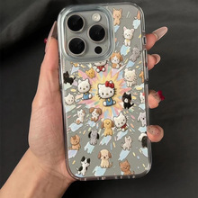 爆炸kt猫适用苹果17/16Promax手机壳IP15plus网红14pro透明太空壳