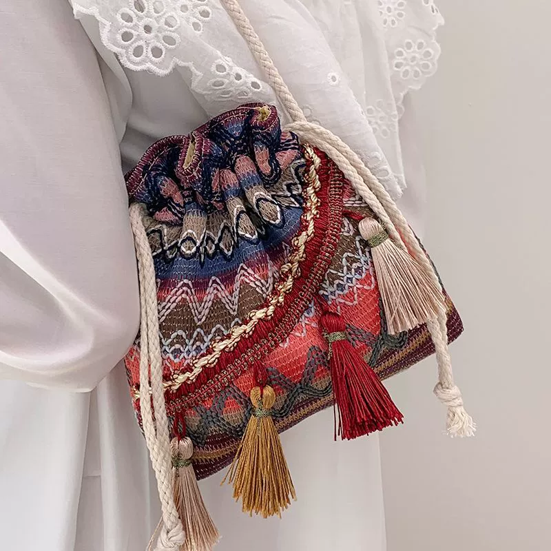 Brand ethnic one-shoulder bag, shoulder bag, handmade, internet celebrity