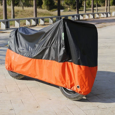 Cross-border Foreign Trade Amazon Motorcycle Cover Car Garment Splicing Snow-proof Windproof Waterproof Thickened Electric Car Cover (Car clothing) - s-size-18590100cm-black-on-top-and-orange-on-bottom