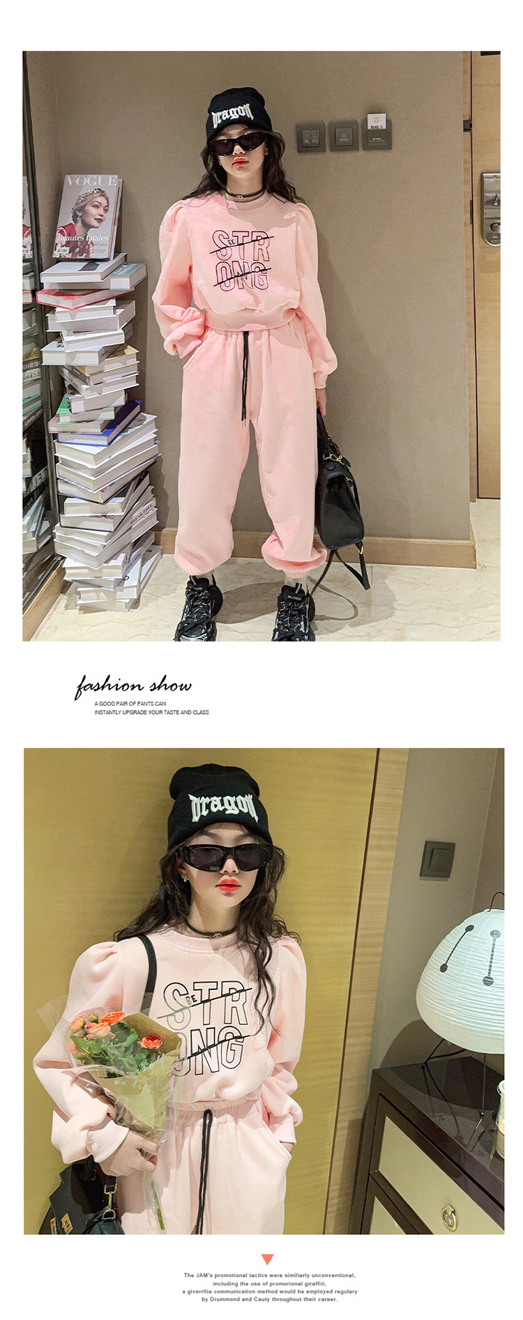 Conjunto deportivo para niñas de felpa otoño e invierno 2023, nuevo suéter grueso de moda para niños de talla mediana a grande con alpaca_voghion.com