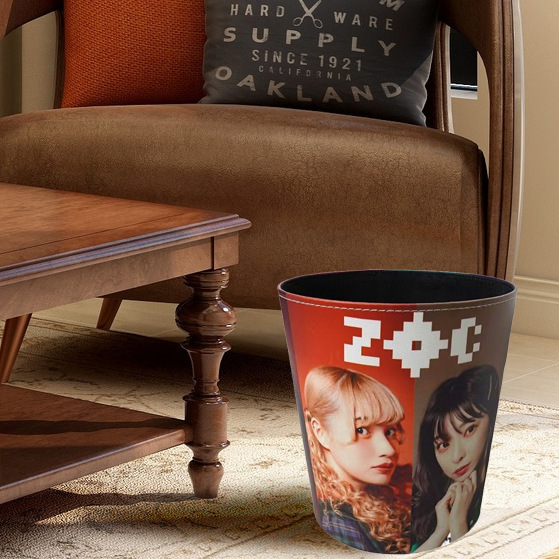 In-Stock Export Surplus Clearance Large-Capacity Leather Trash Can Wastebasket for Office, Hotel, Restaurant Use Lg7137