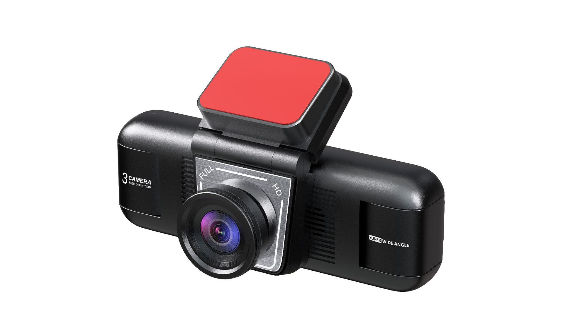 360-degree panoramic dashcam with four lenses, high-definition night vision, 1080P parking monitoring, and mobile phone connectivity