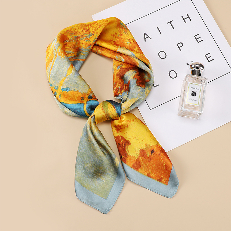 40g Weight Silk Scarf Classification Women's Sweet Geometric Satin Printing Silk Scarves