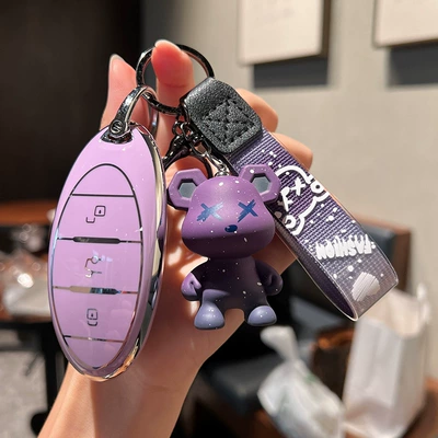 Case B70/T55 Pack T77pro | Car key bag - faw-pentium-f-smart-3-key-single-shell-purple-purple-violence-bear-pendant