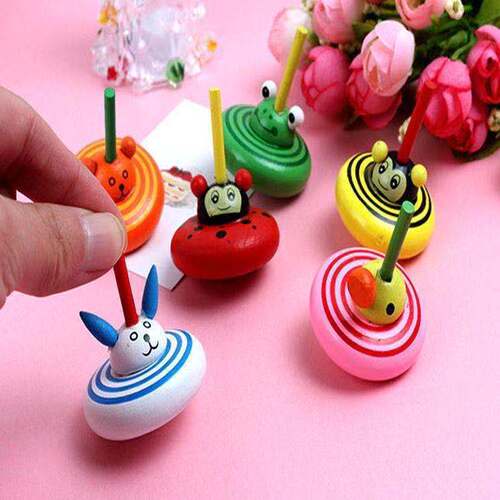 Manual rotating top for boys and girls born in the 80s wooden toy children's wooden small top kindergarten teaching aids gadgets
